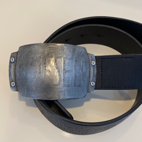 Diesel Black Leather Belt - Sz 80/32 - Picture 2 of 13